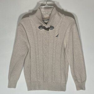 Nautica Boys SZ S Wheat Colored Cable Knit Sweater Classic Academia Church Dress